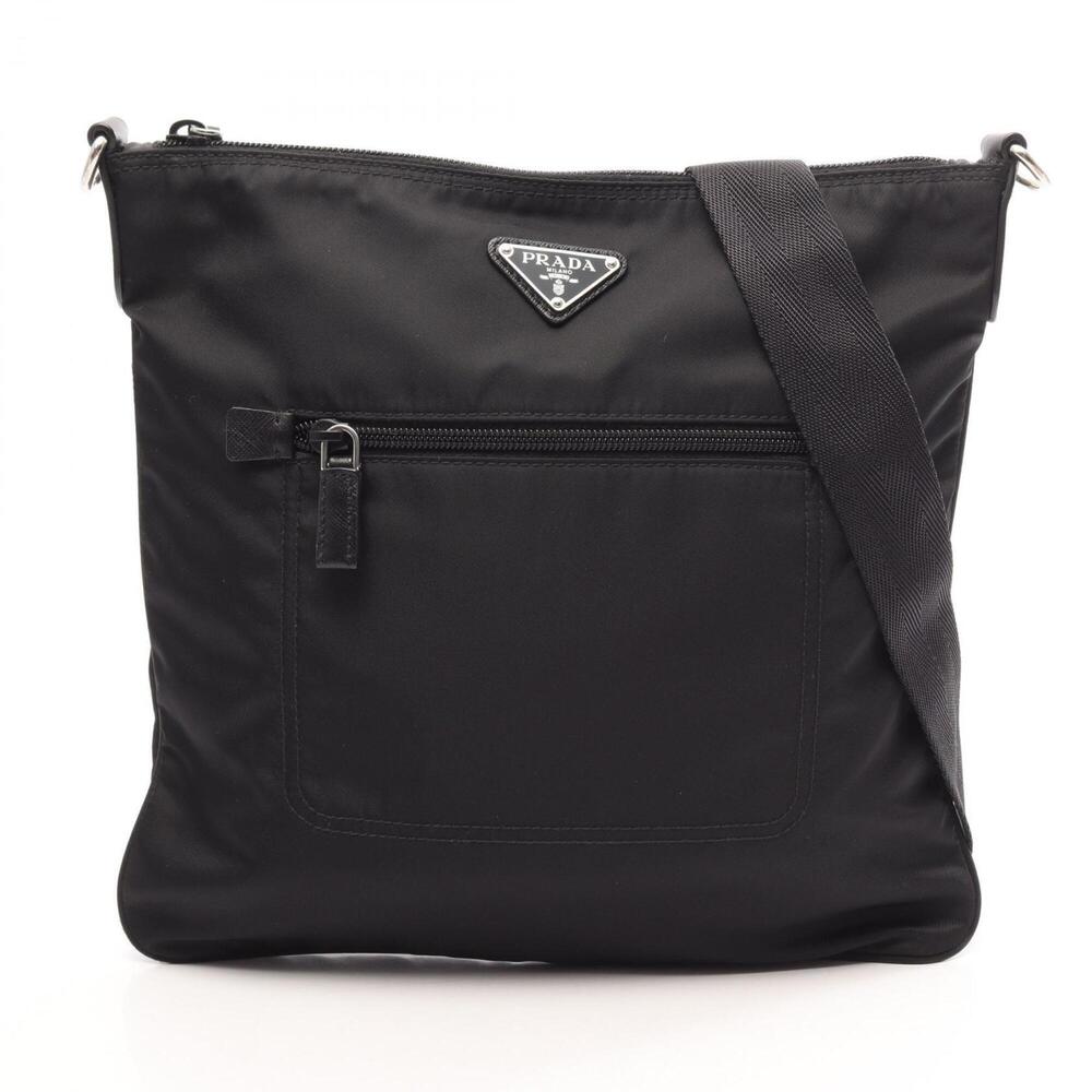 Prada PRADA Triangle Plate Shoulder Bag Handbag Nylon Women's Black